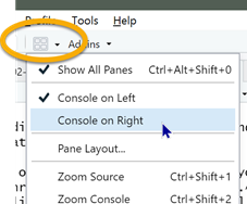 Click the grid icon to select Console on Left or Console on Right.