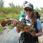 Heather Williams shows off a Flathead Catfish