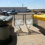 Photograph of paired pushnets mounted between jet-powered kayaks